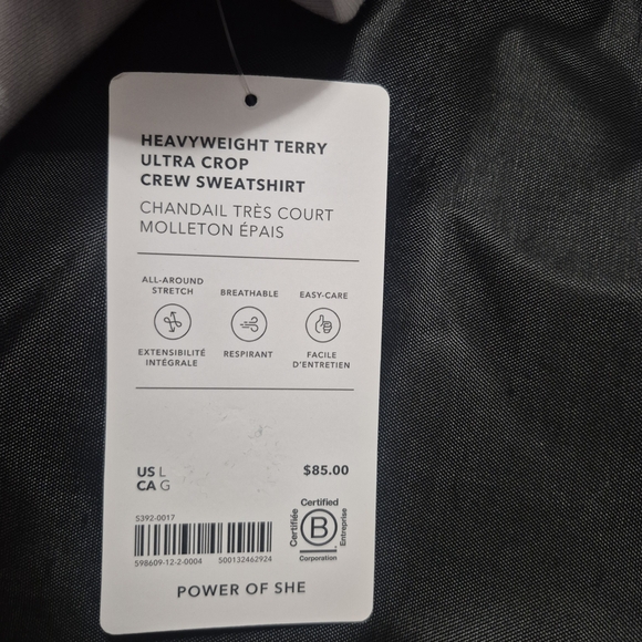 NWT. Athleta White and Navy Striped Cropped Sweatshirt - Picture 3 of 3